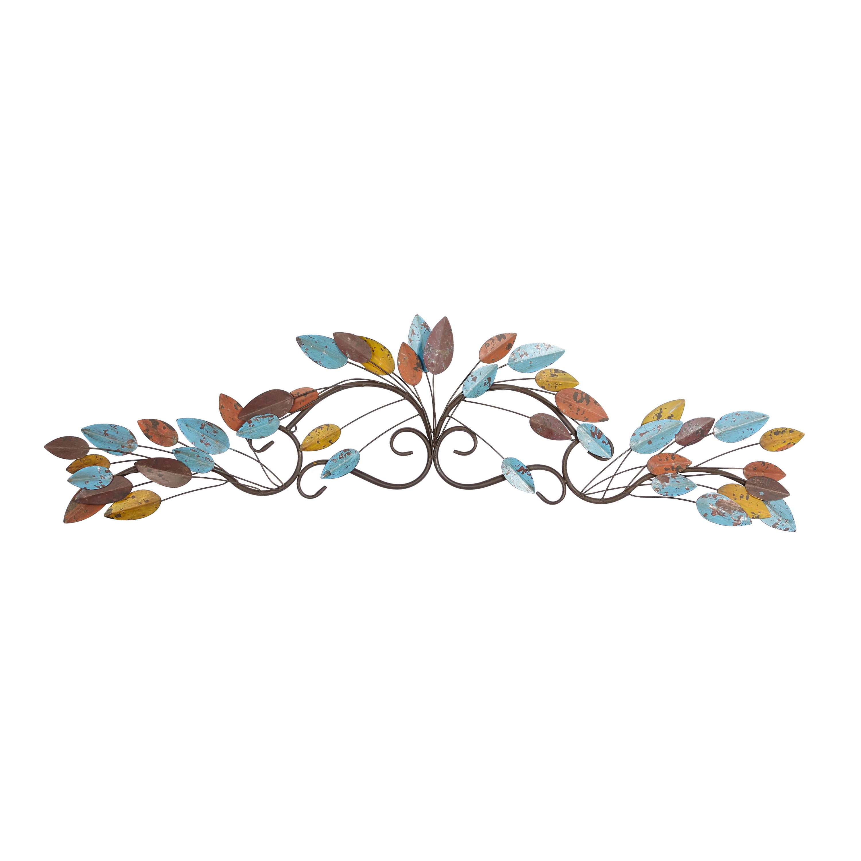 DecMode Multi Colored Metal Leaf Wall Decor