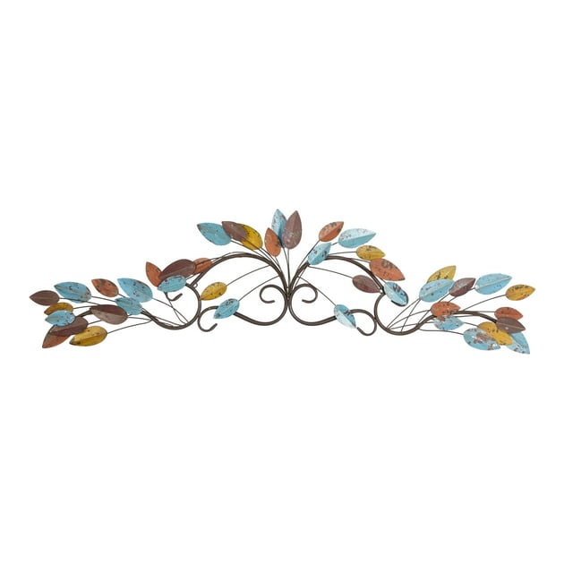 DecMode Multi Colored Metal Leaf Wall Decor