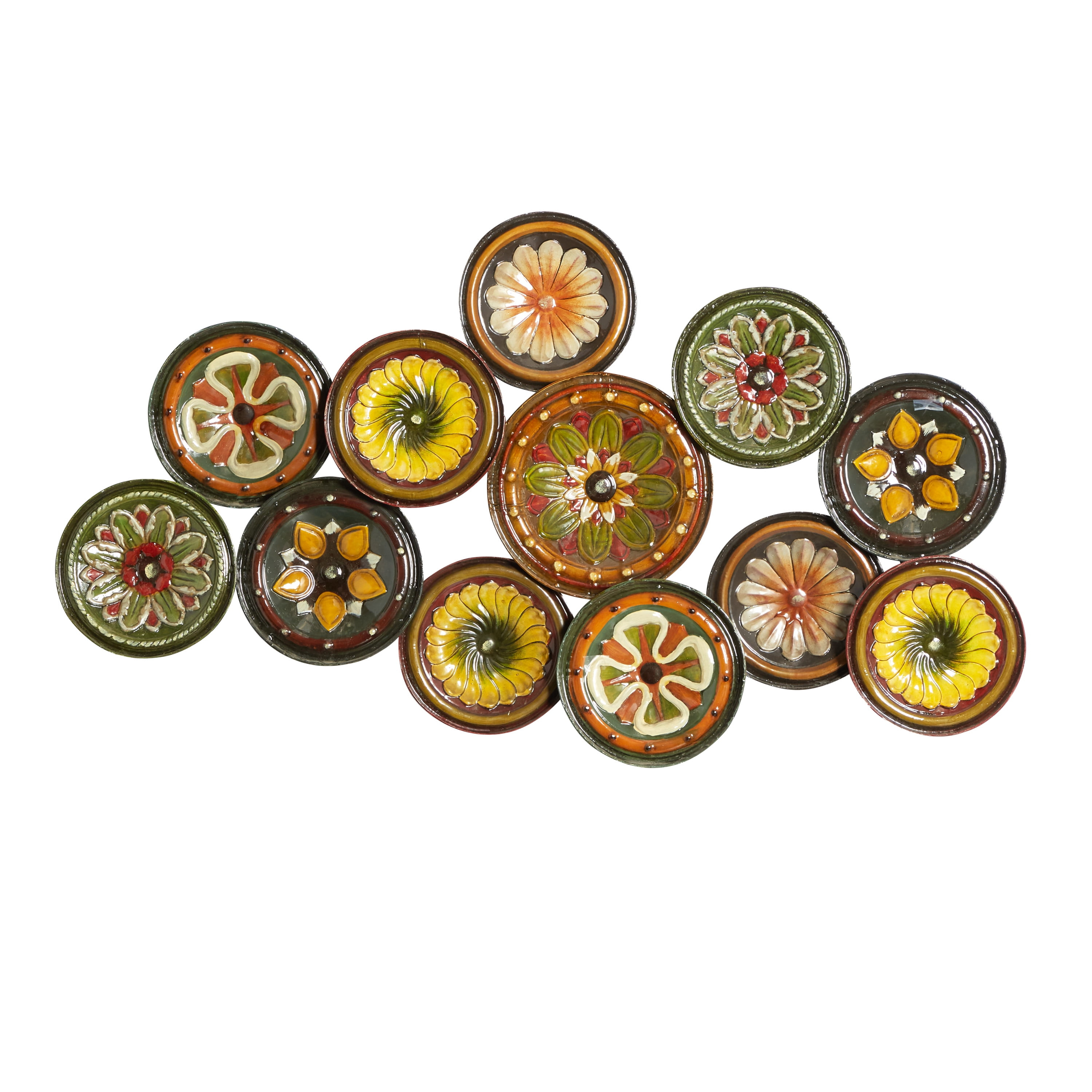 DecMode Multi Colored Metal Plate Wall Decor with Spanish Designs