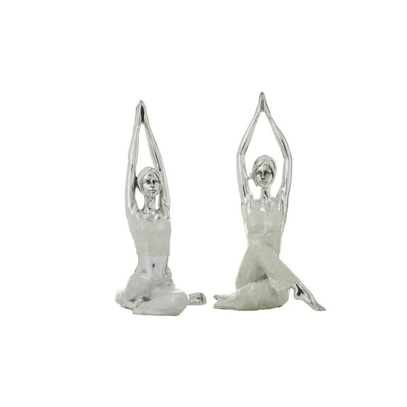 DecMode Polystone Glam People Sculpture, Silver, 2 - Pieces