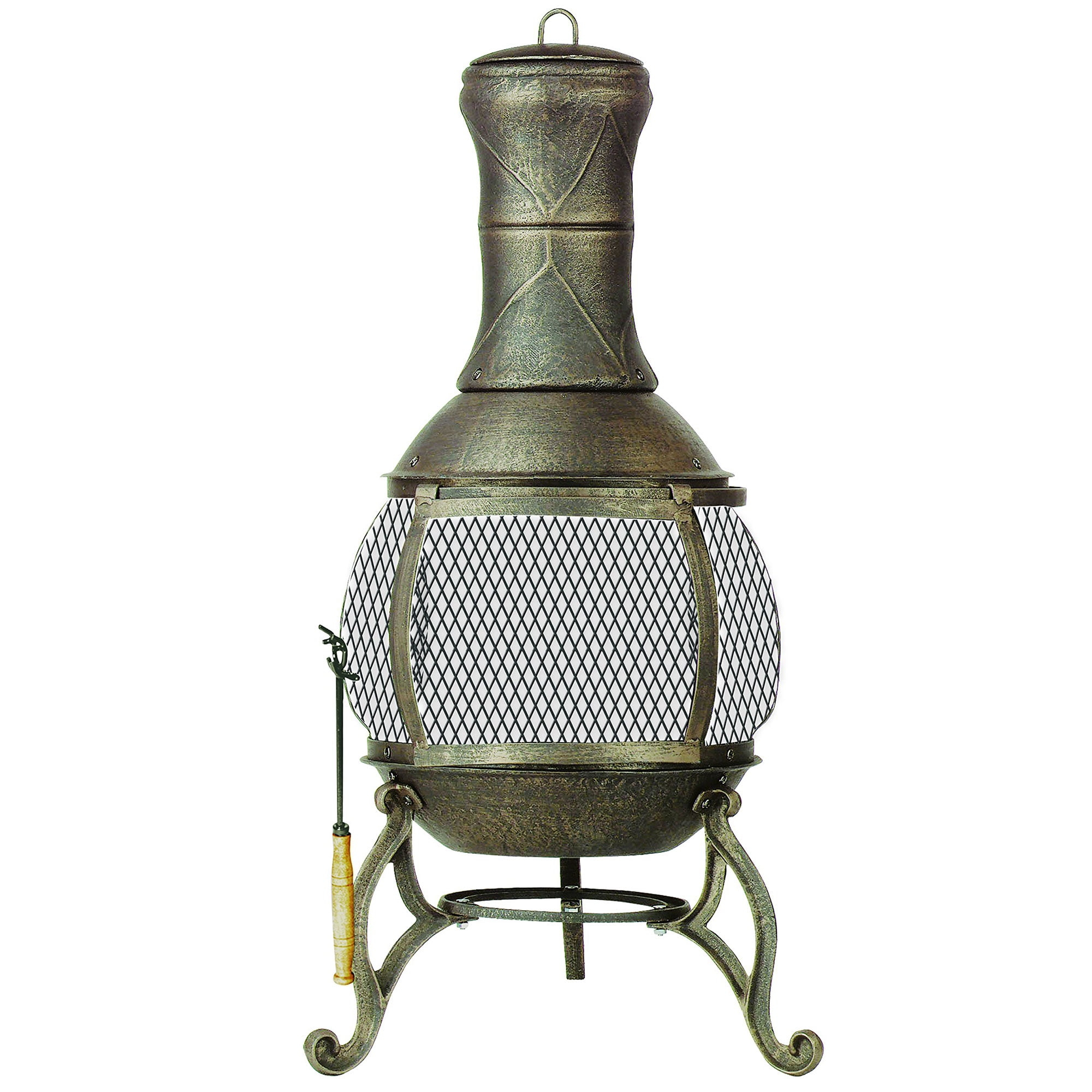 Deckmate Corona 3 Ft. High Outdoor Steel Fireplace w/Chimenea Construction