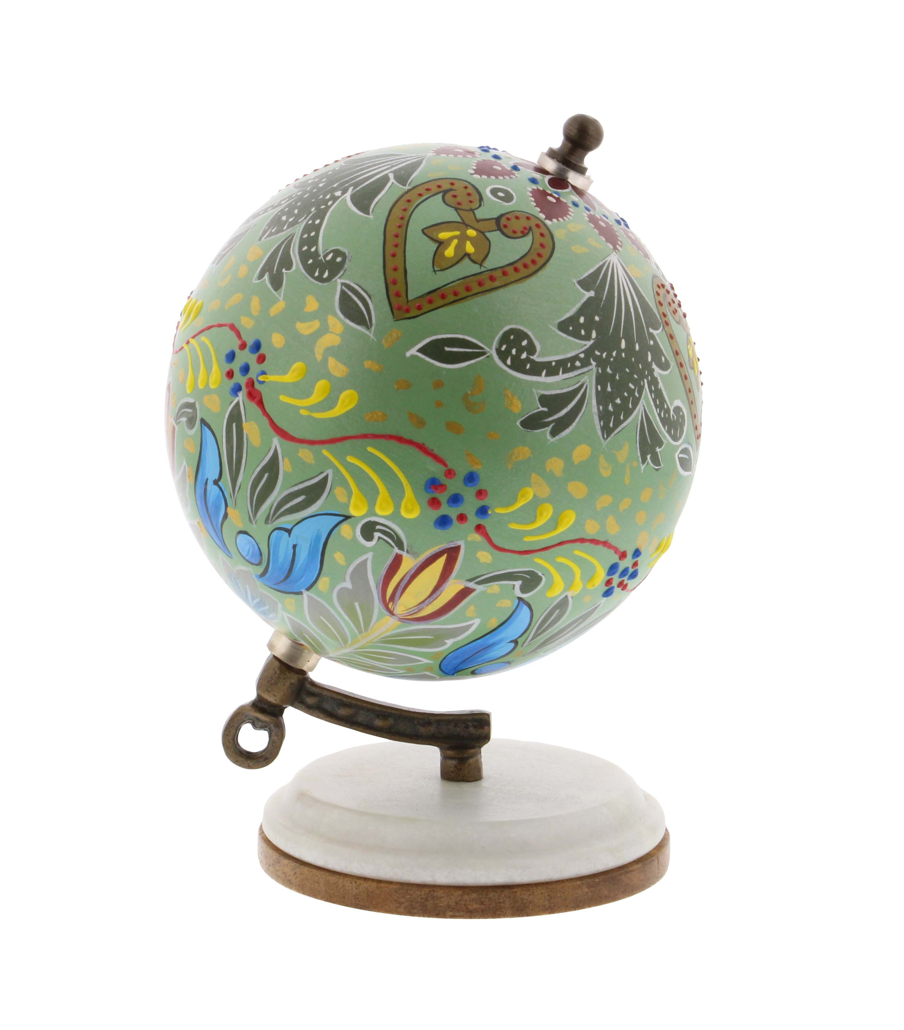 Decmode Modern 7 Inch Resin And Wood Decorative Lattice Globe, Multicolor