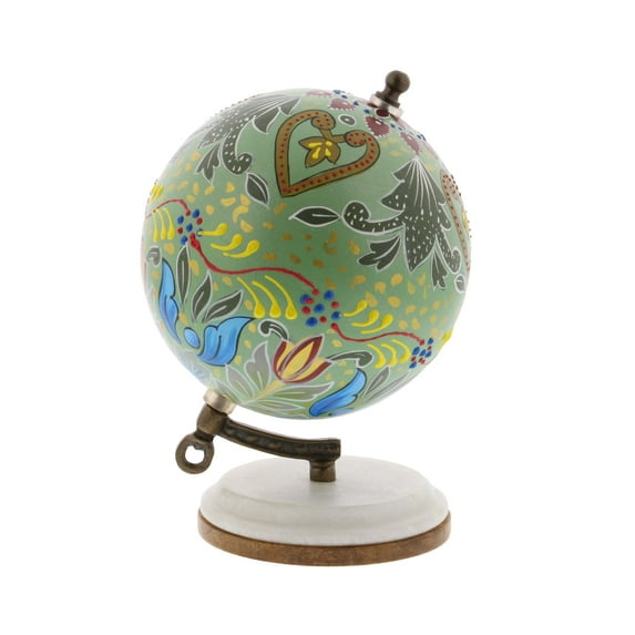 Decmode Modern 7 Inch Resin And Wood Decorative Lattice Globe, Multicolor