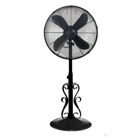 DecoBREEZE Adjustable Height Oscillating Outdoor Pedestal Fan, 18-Inch, Ebony