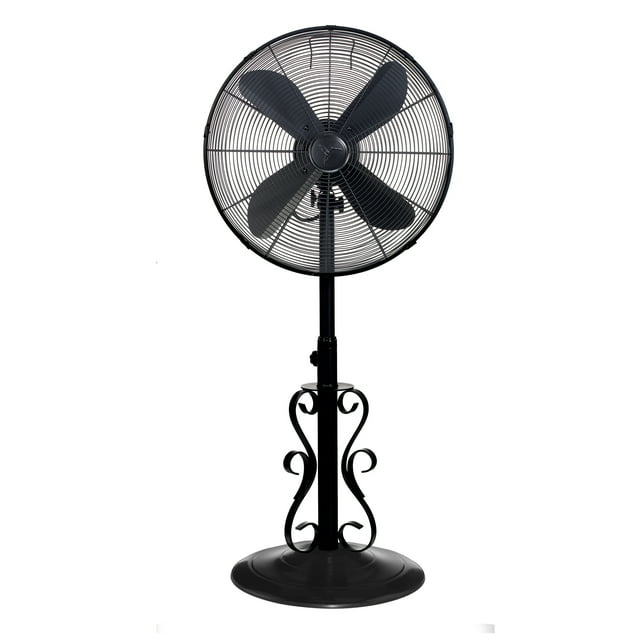 DecoBREEZE Adjustable Height Oscillating Outdoor Pedestal Fan, 18-Inch, Ebony