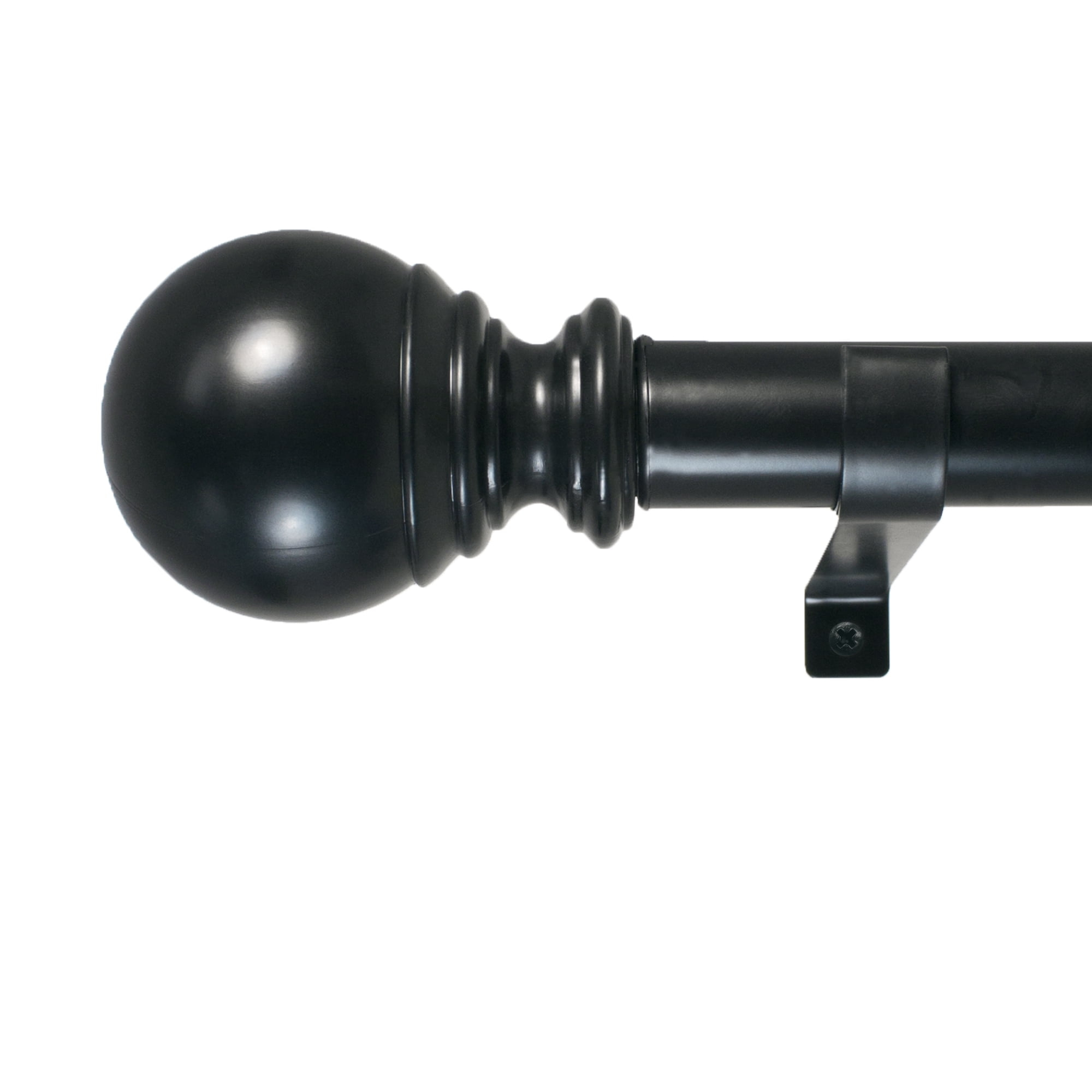 Decopolitan 1" Diameter Ball Telescoping Drapery Rod Set 18-36" Black