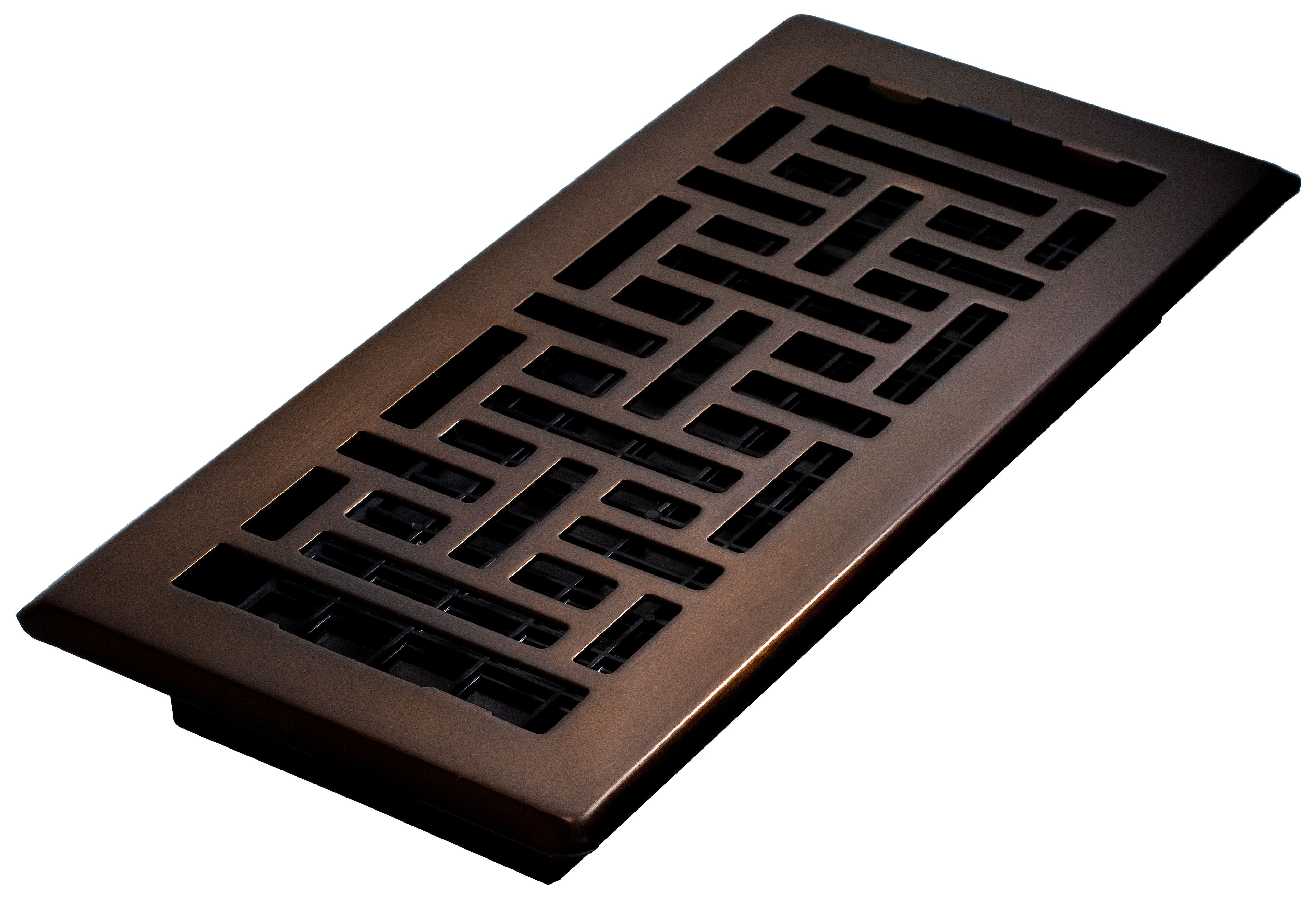 Decor Grates 4" x 10" Oriental Design Steel Plated Rubbed Bronze Floor Register