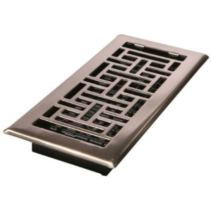 Decor Grates AJH410-NKL Oriental Floor Register, 4x10 Inches, Brushed Nickel Finish