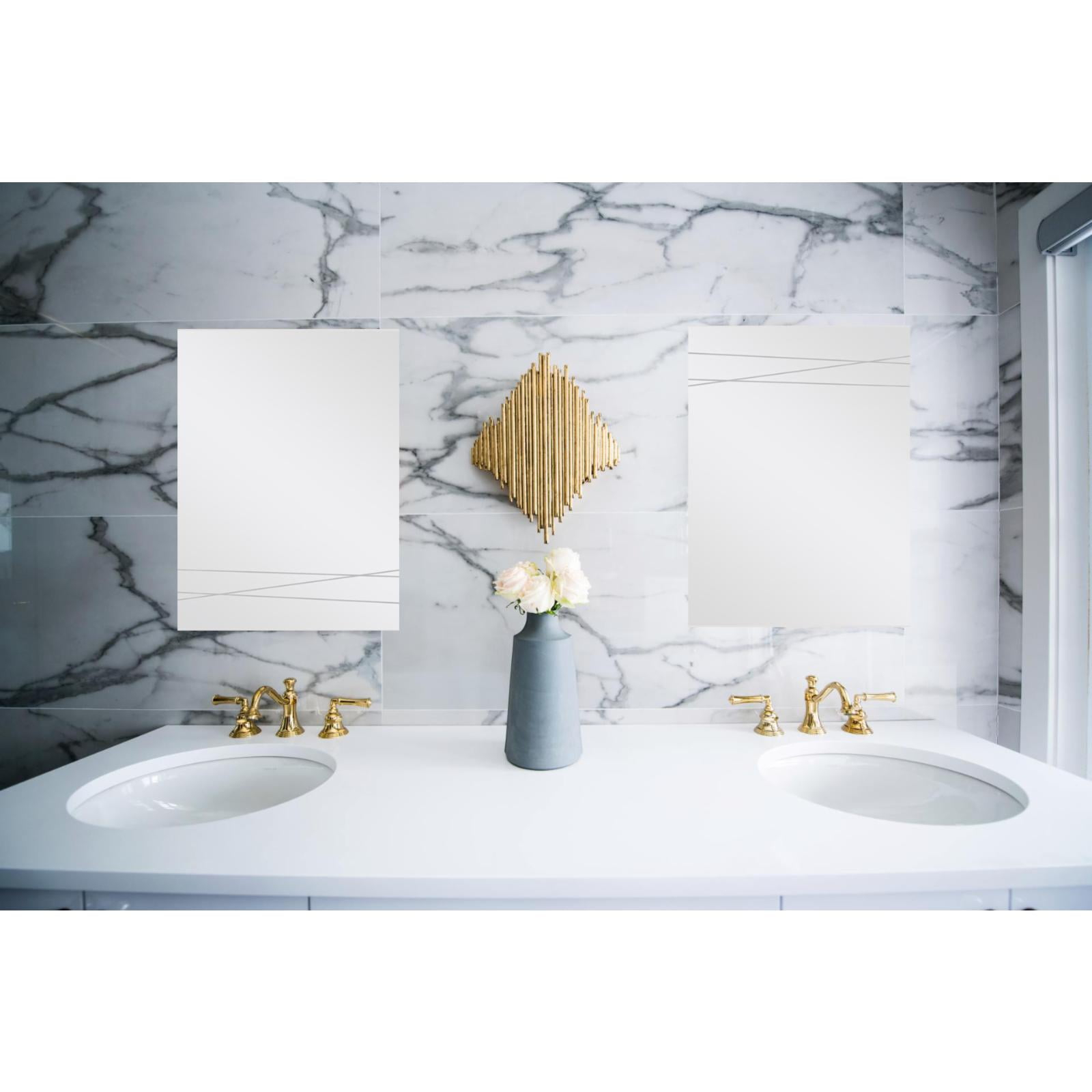Decor Wonderland SSM19N2 39.5 x 23.6 in. Brenda XL Etched Modern Wall Mirror with Dual Mounting Brackets