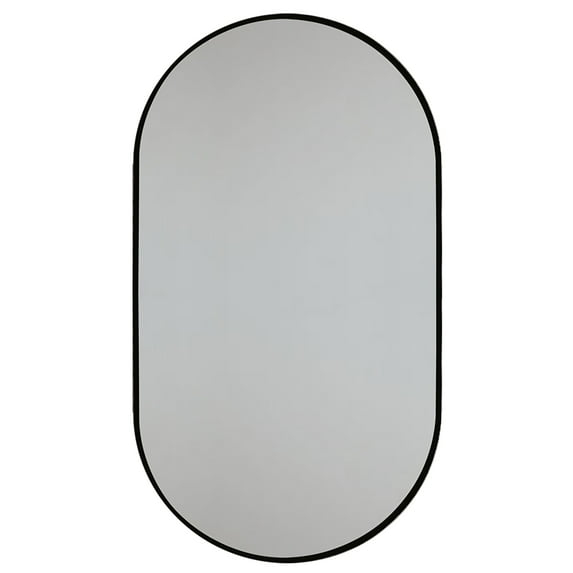 Decor Wonderland Khristy Black Metal Framed Oval Wall Bathroom Vanity Mirror 23.6 x 39.5 in.