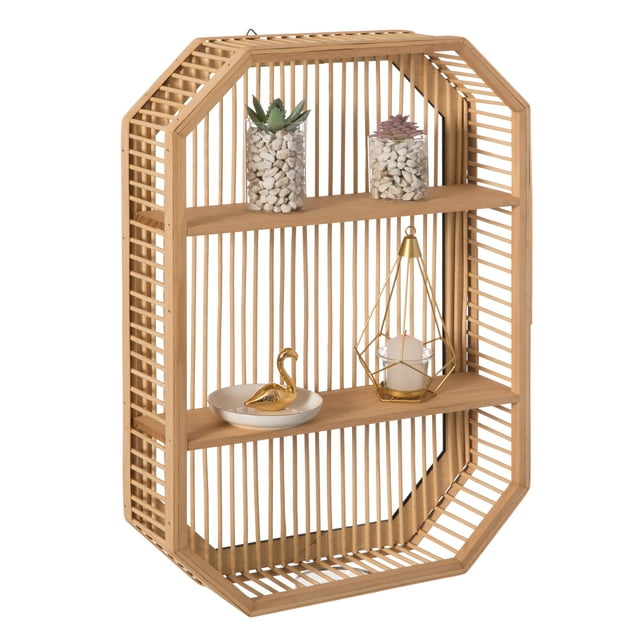 Decorative Rectangle Display Shelf With 2 Shelves for The Dining Room, Living Room, or Office.