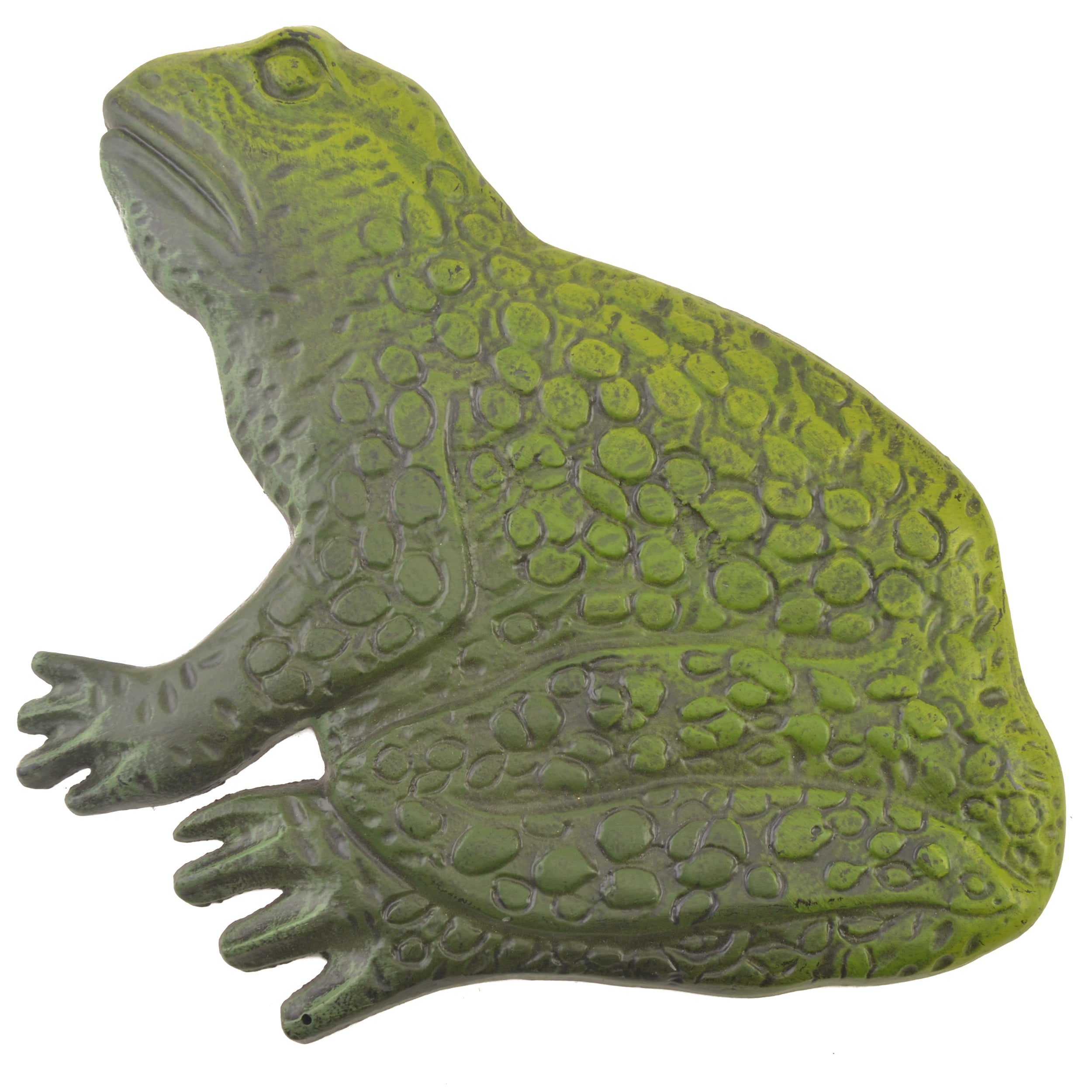 Decorative Sitting Frog Stepping Stone - Green Cast Iron - 12.75" Long