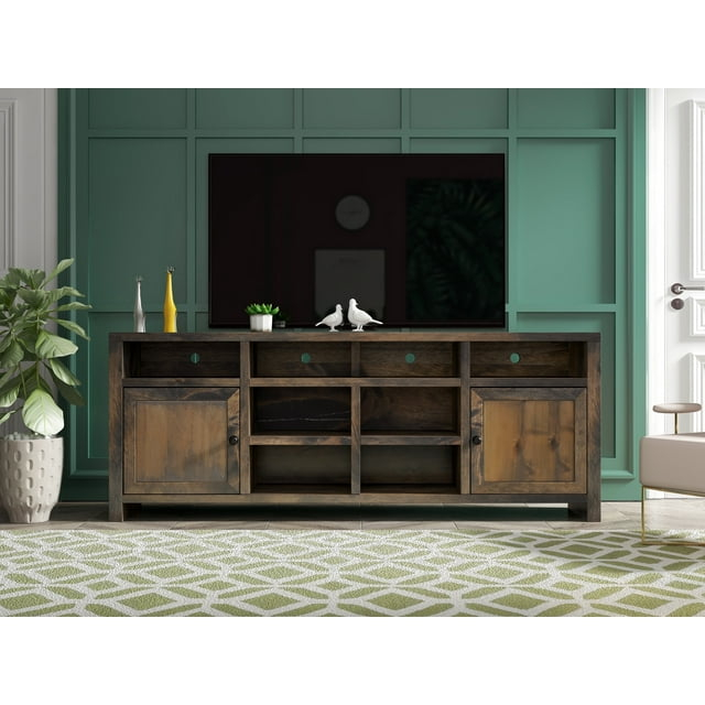 DeeHome Bridgevine Home Joshua Creek 84 inch TV Stand Console for TVs up to 95 inches, No Assembly Required, Barnwood Finish
