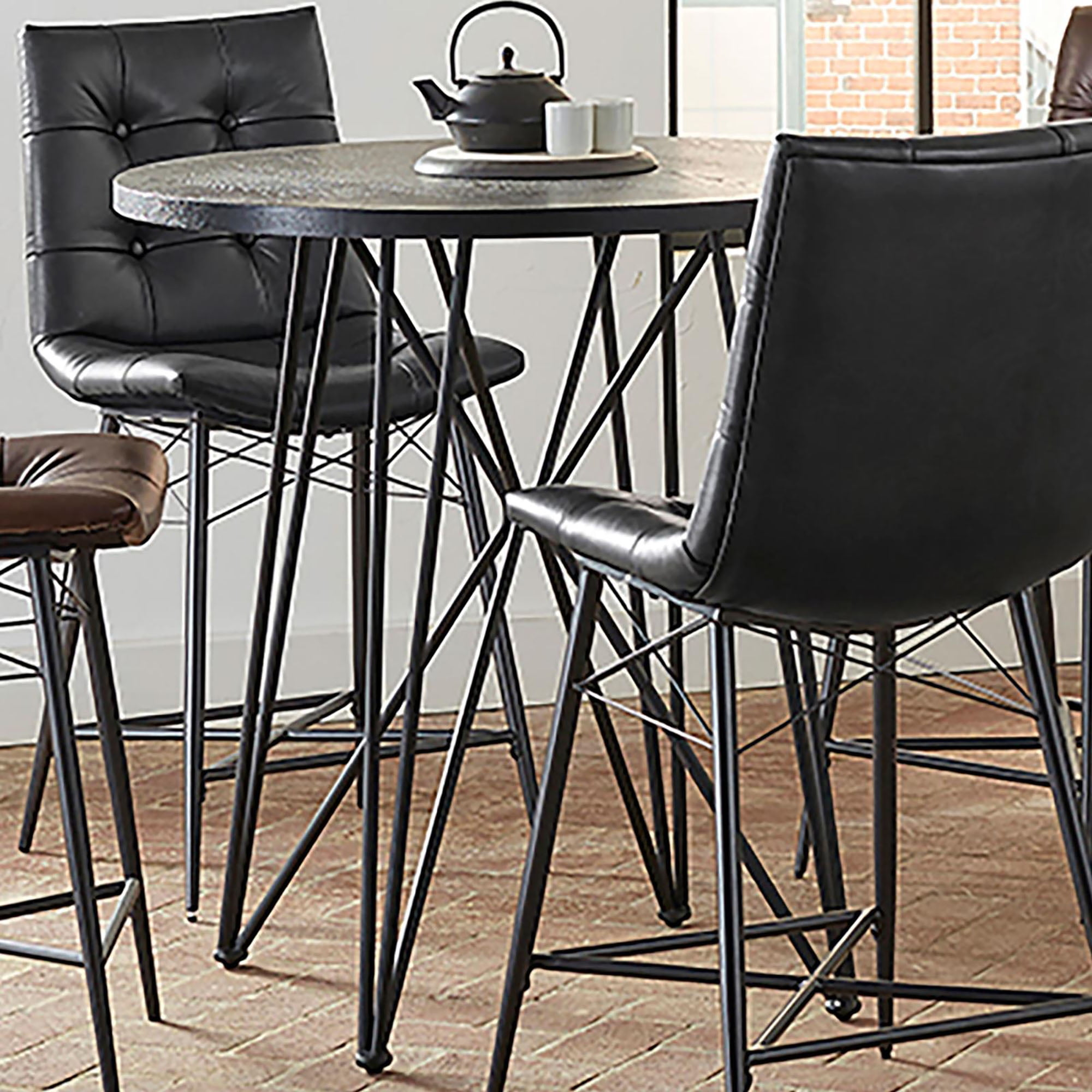 Coaster Rennes Farmhouse Metal Round Table Black and Gunmetal
