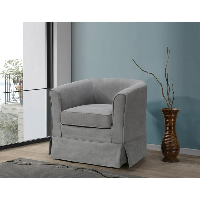 Bed Bath & Beyond Metal Fabric Woven Swivel Chair, Steel Gray