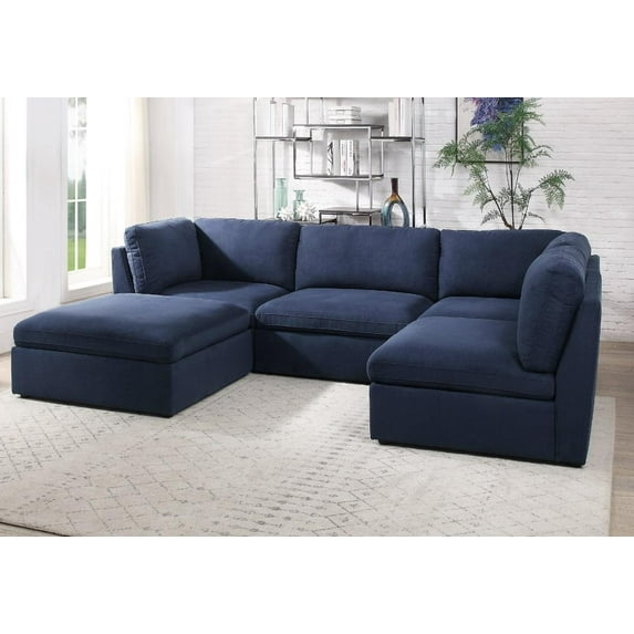 Crosby Modular - Armless Chair in Blue Fabric