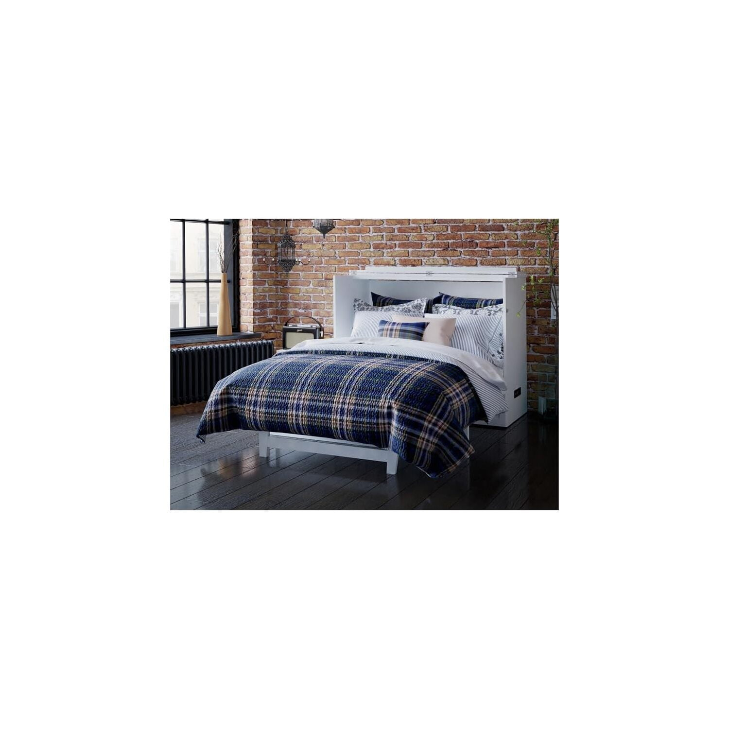 Full Deerfield Murphy Bed Chest USB Turbo Charger White - AFI
