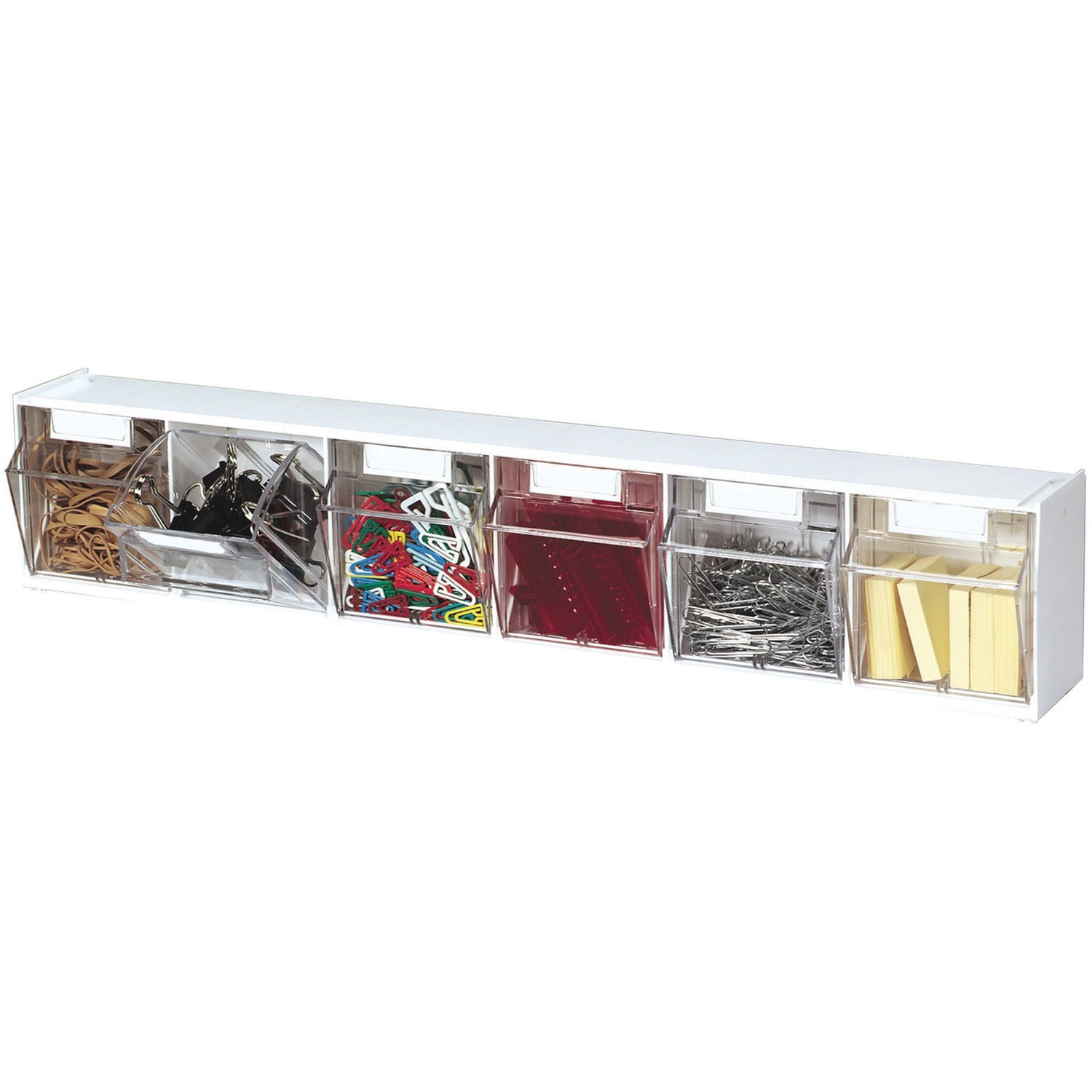 Deflecto® Tilt Bin® Interlocking Storage Bins, 6-Bin Unit, White
