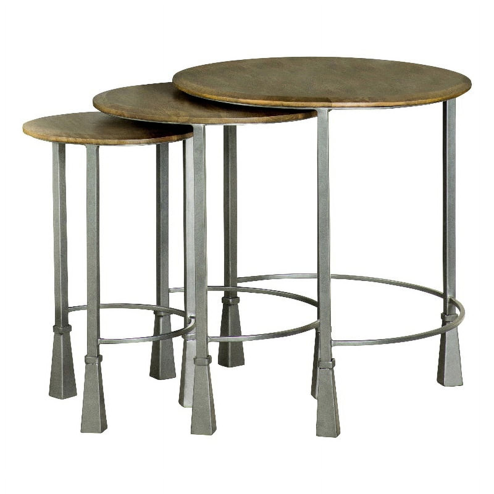 Coaster Deja 3-Piece Round Wood Top Nesting Table in Gunmetal/Natural