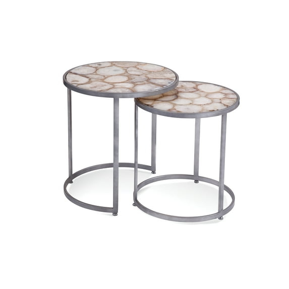Delia Silver Metal and Agate Bunching Accent Table