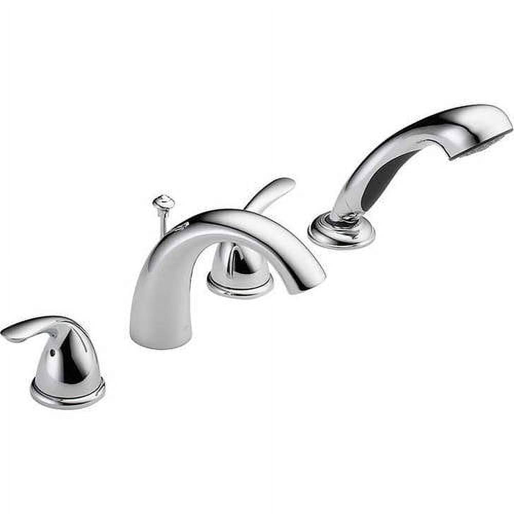 Classic Double Handle Deck Mounted Roman Tub Faucet Trim with Handshower