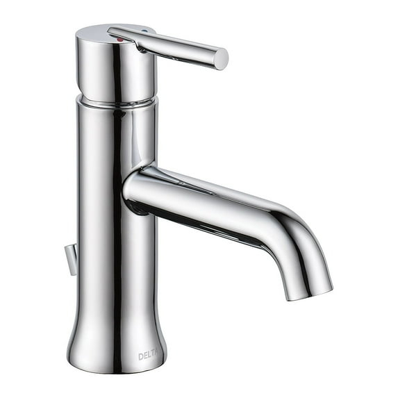 Delta Faucets Trinsic Single Handle Bathroom Faucet with Pop-Up Drain and Base Plate in Chrome