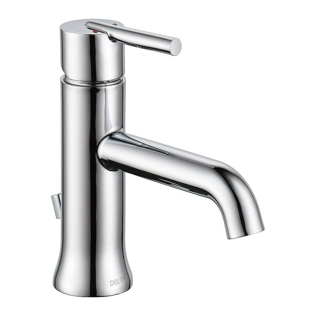 Delta Faucets Trinsic Single Handle Bathroom Faucet with Pop-Up Drain and Base Plate in Chrome