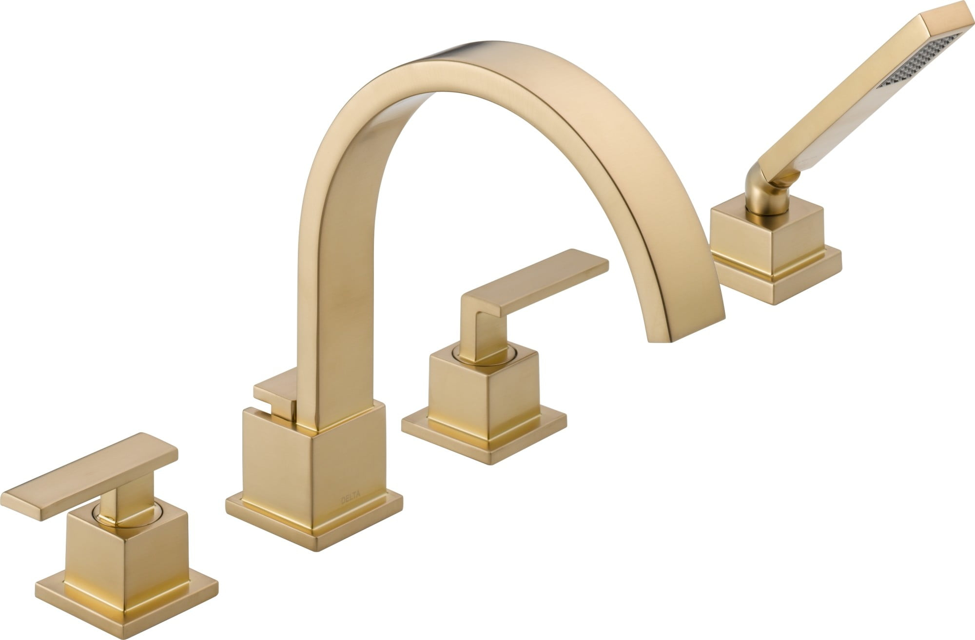 Vero Double Handle Deck Mounted Roman Tub Faucet with Handshower