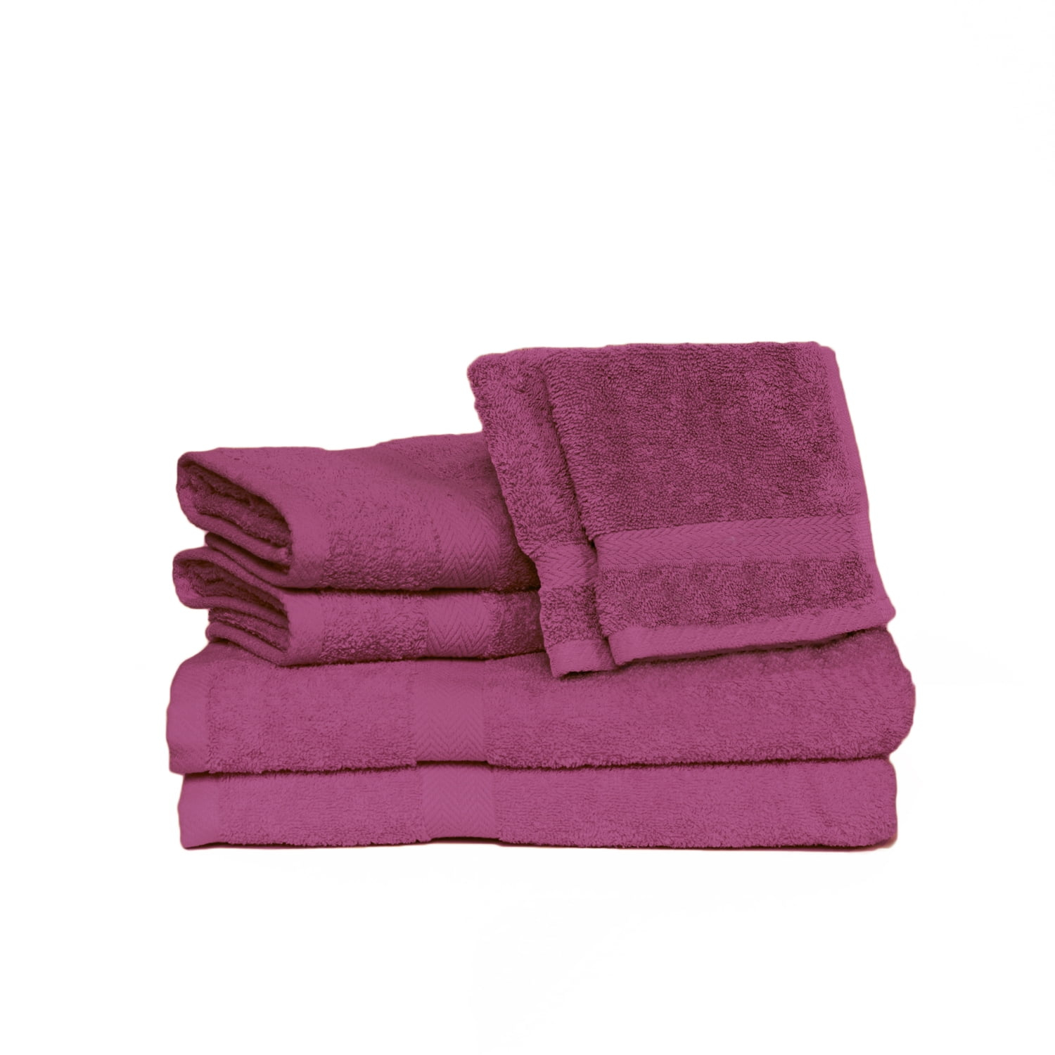 Deluxe Basics 6-Piece Solid Luxury Towel Set, Magenta
