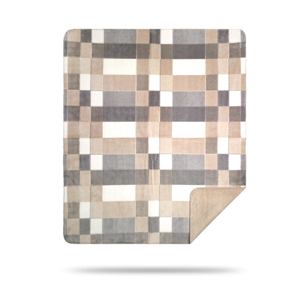 Denali Home Collection Denali Gray Plaid/Cashew Blanket