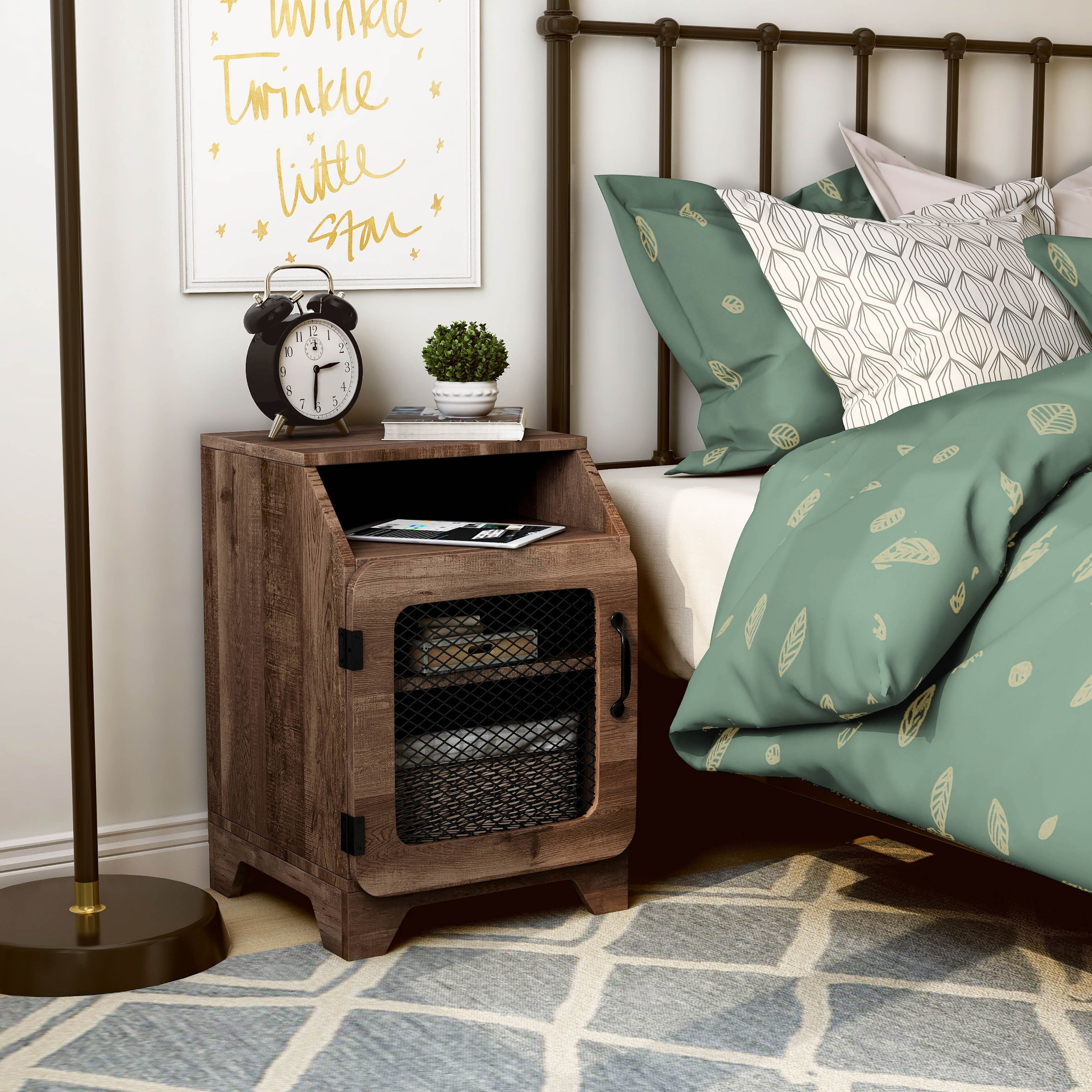 Denhour DH BASIC Rustic Oak 16-inch 3-Shelf End Table by