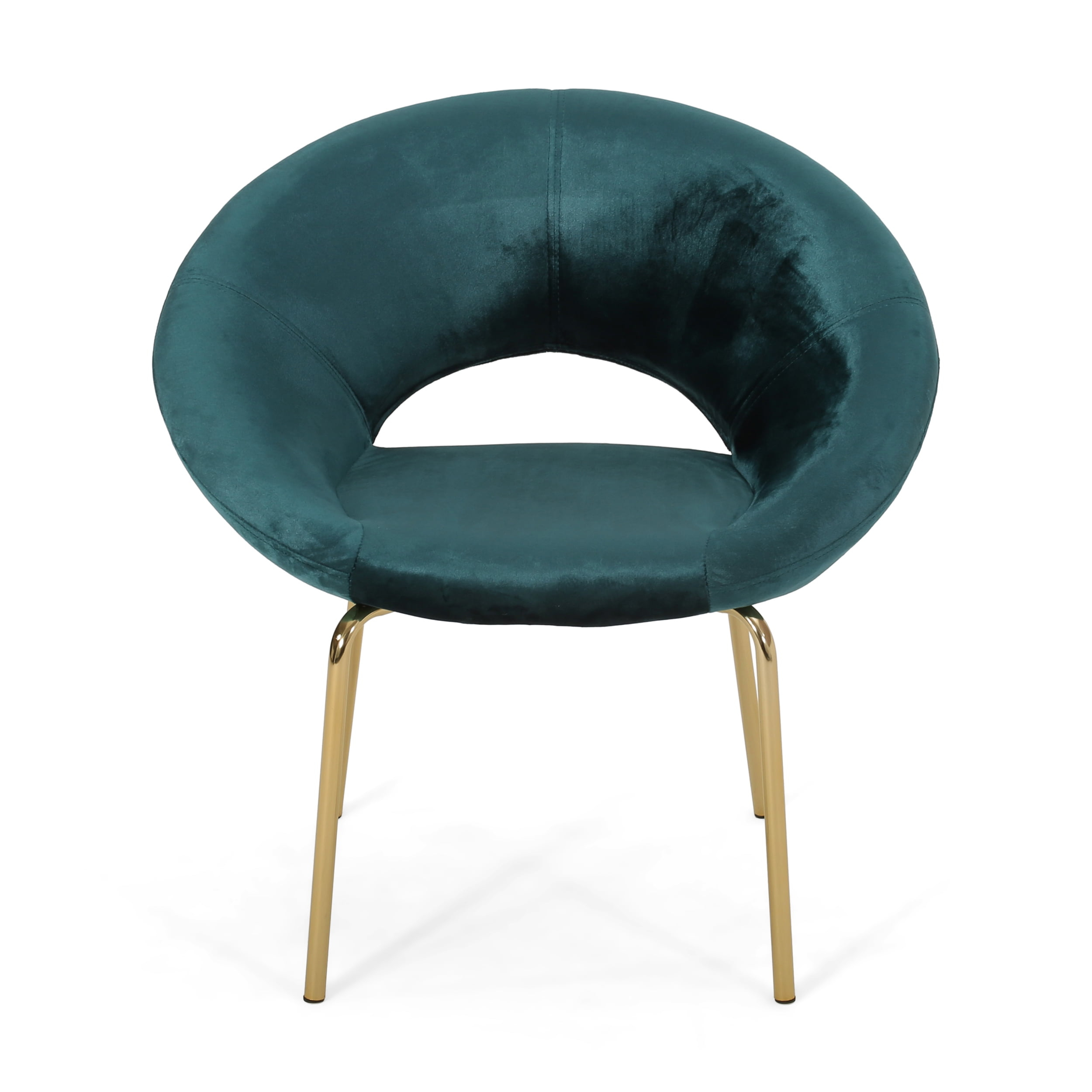Denise Modern Glam Velvet Accent Chair, Teal and Gold