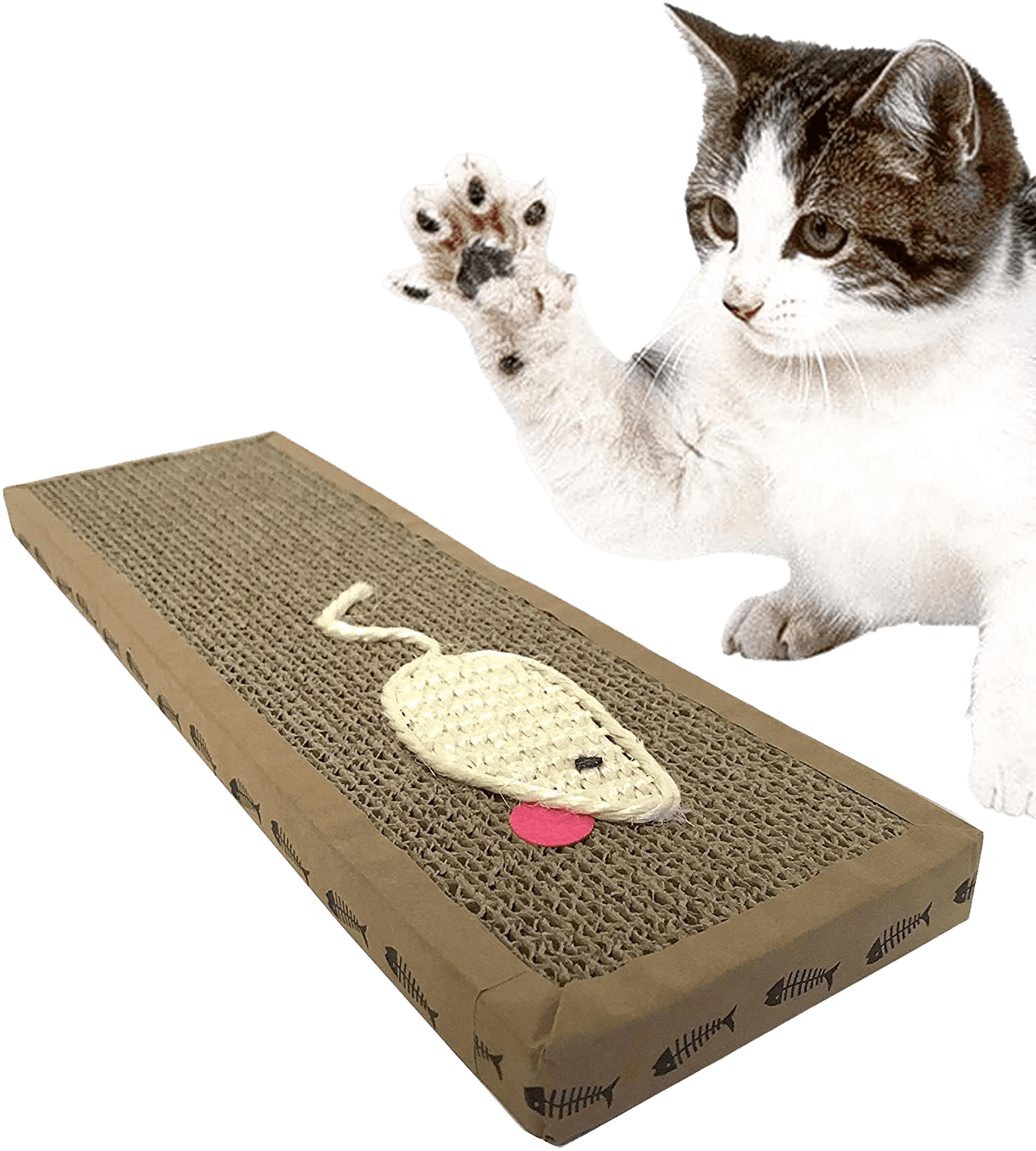 Dependable Industries Cat Scratch Cardboard Catnip Scratching Pad Scratcher Lounge Sofa Bed Post Interactive Cat Toy