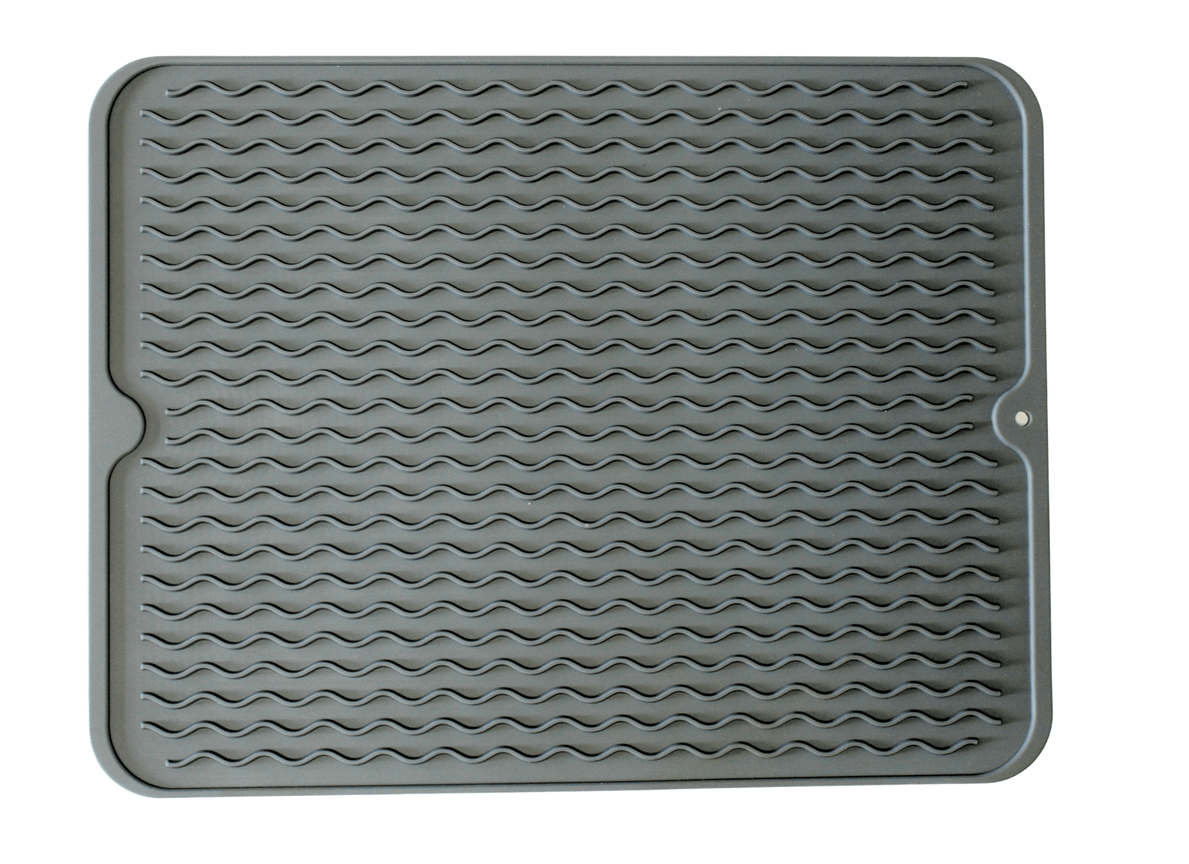 Dependable Industries Silicone Drying Mat, 16"x12" - Grooved Design, Heat-Resistant, Non-Slip, BPA-Free - For Dishes, Cutlery, Pots, Pans (Gray)