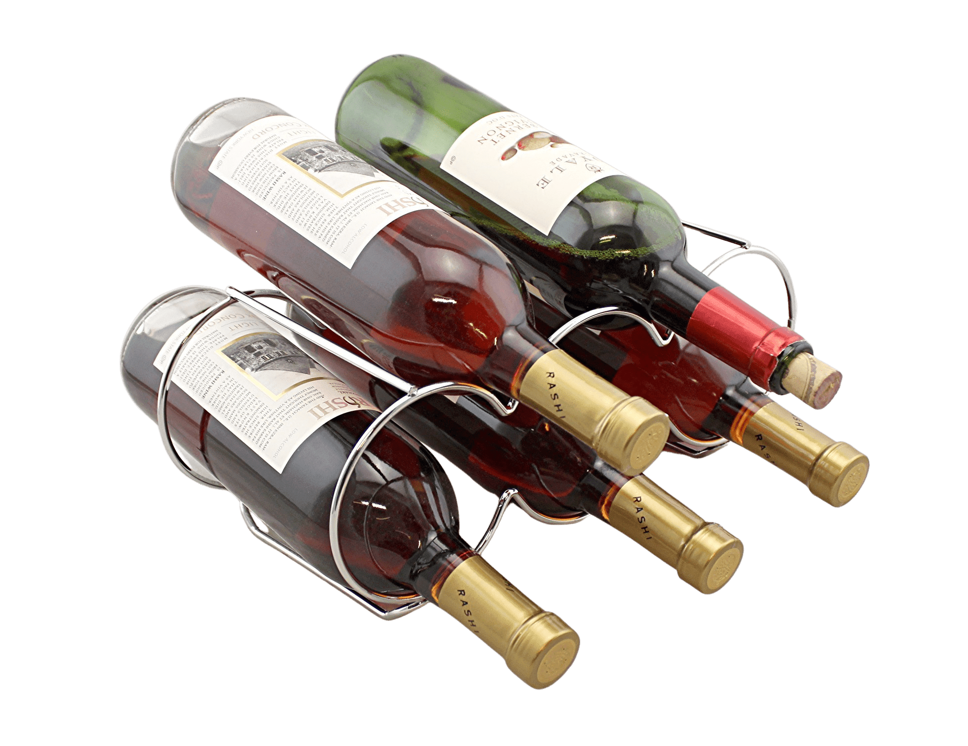 Dependable Industries Stackable Metal Wine Rack, 5-Bottle Free Standing Holder, Silver