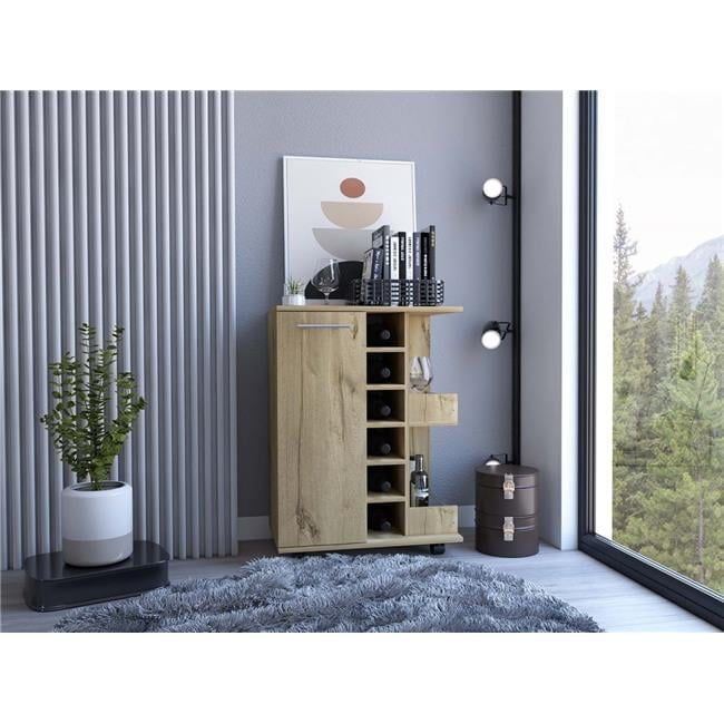 Depot E-Shop DE-BLD6542 Magda Bar Cart, Light Oak