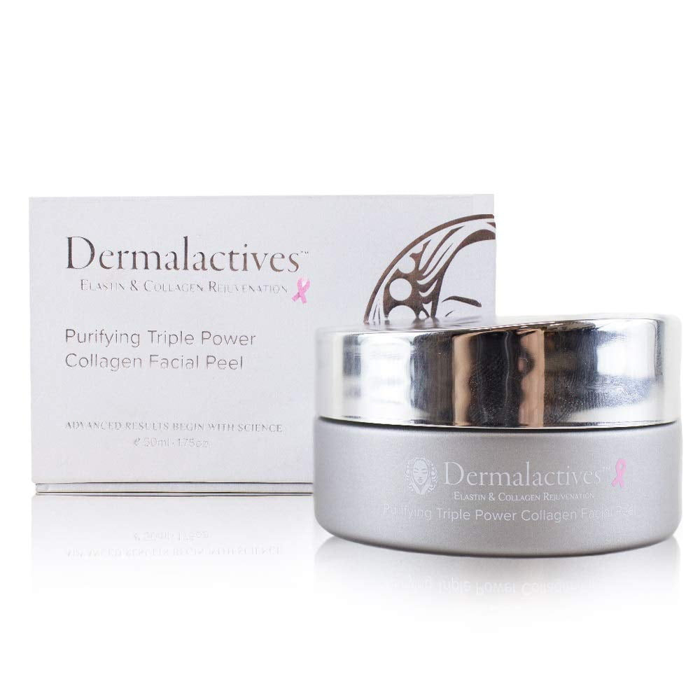 Dermalactives Purifying Triple Power Collagen Facial Peel - Eliminate Clogged Pores and Improve Elasticity Using Protein Rich Collagen and Elastin