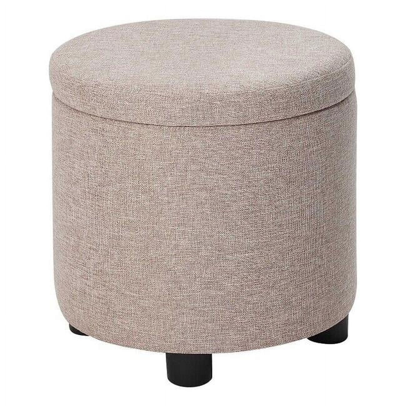 Designs4Comfort Round Accent Storage Ottoman with Reversible Tray Lid, Dark Blue Fabric