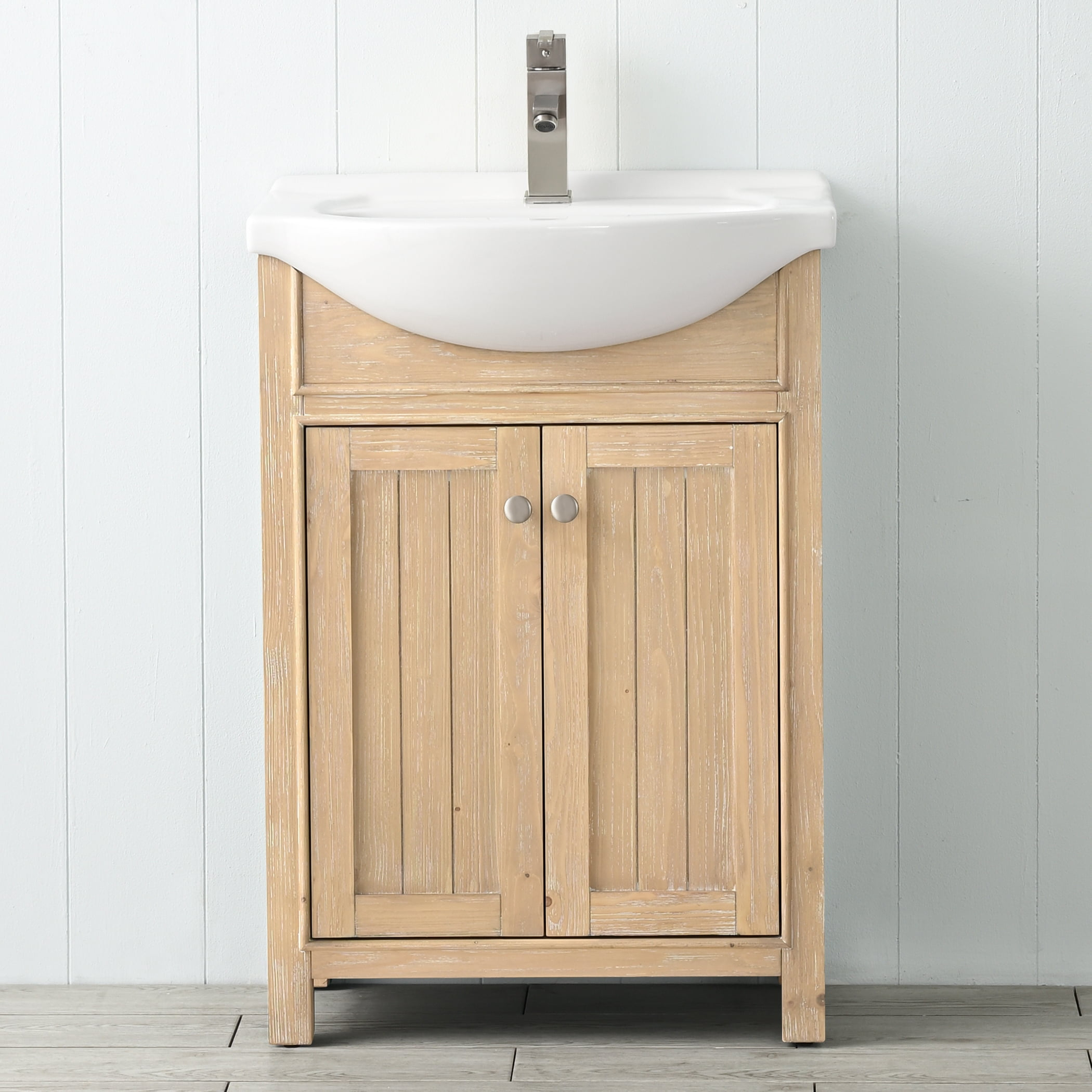 Design Element Marian 24" Single Sink Bath Vanity in Oak with Porcelain Top