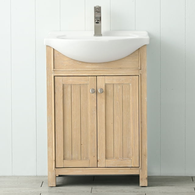 Design Element Marian 24" Single Sink Bath Vanity in Oak with Porcelain Top