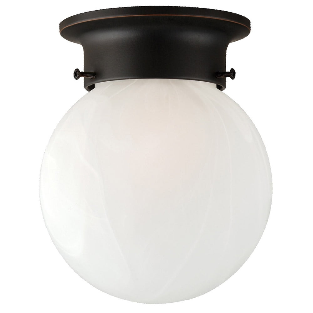 Design House 514521 Millbridge Traditional 1-Light Indoor Flush Mount Ceiling Light Dimmable Alabaster Glass for Bedroom Dining Room Kitchen, Oil Rubbed Bronze