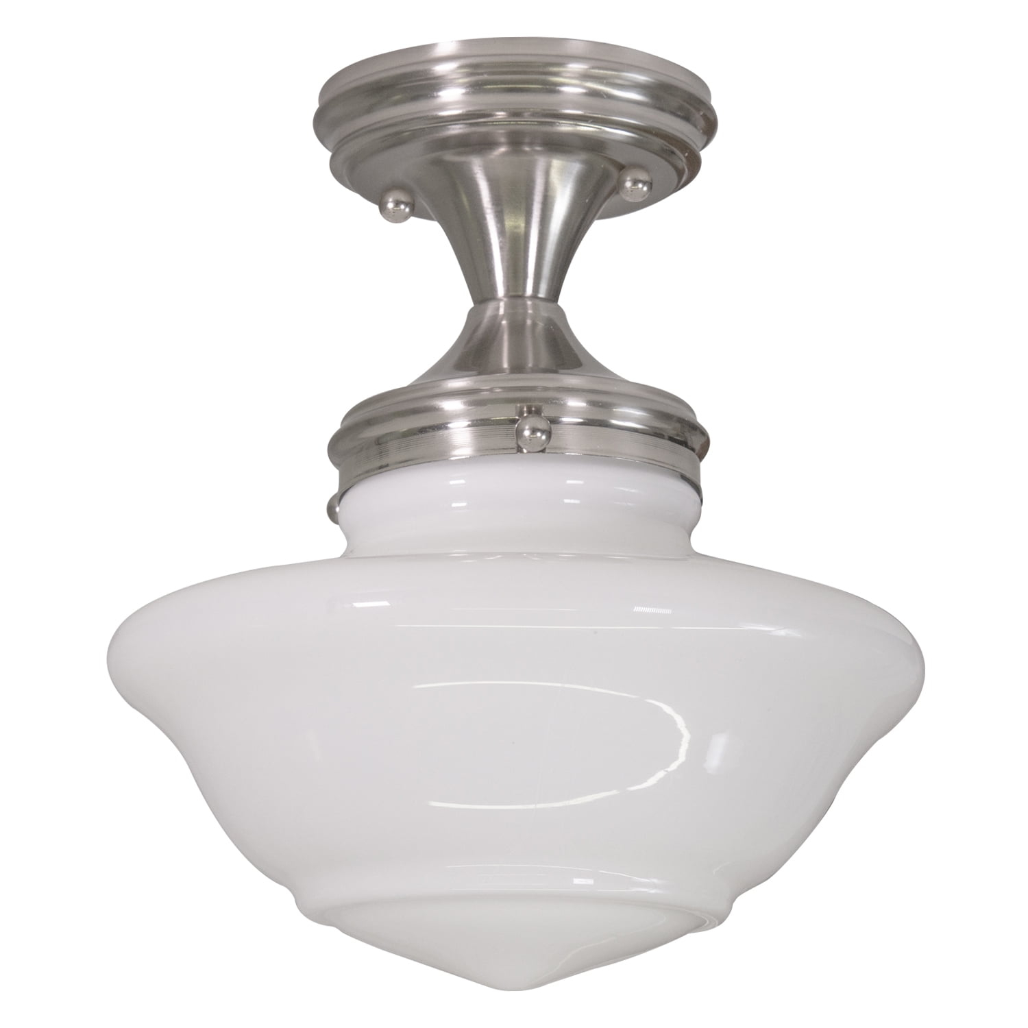 Design House Schoolhouse 9" Semi-Flush Mount Ceiling Light, Satin Nickel
