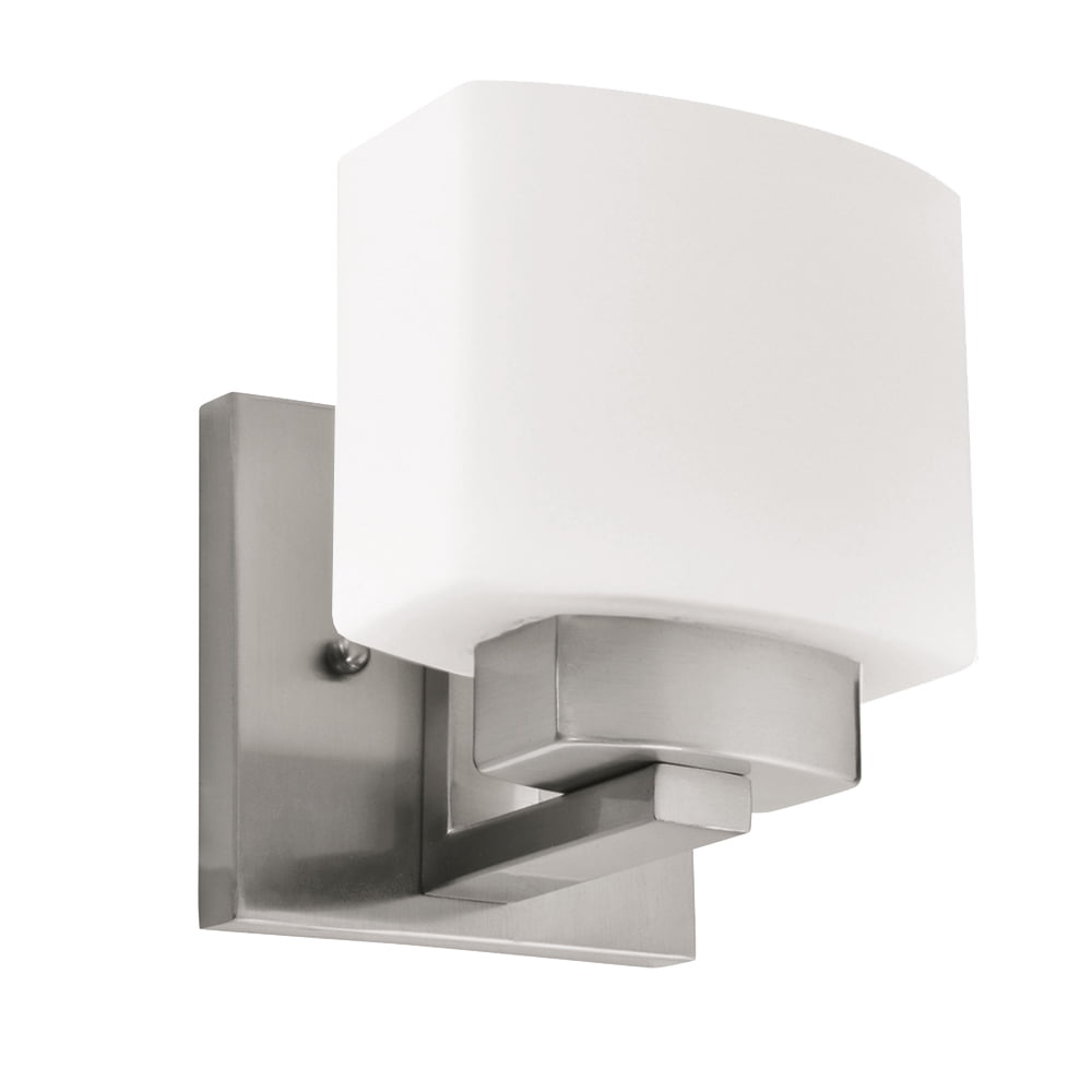 Design House Dove Creek Dimmable Wall Light Sconce with Frosted Glass, Satin Nickel