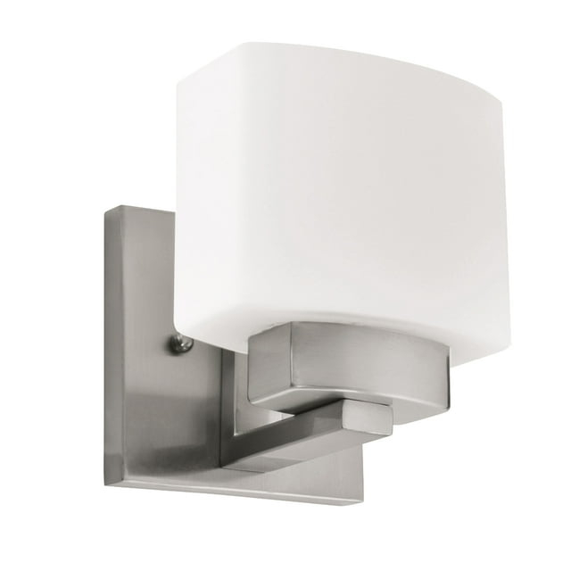 Design House Dove Creek Dimmable Wall Light Sconce with Frosted Glass, Satin Nickel