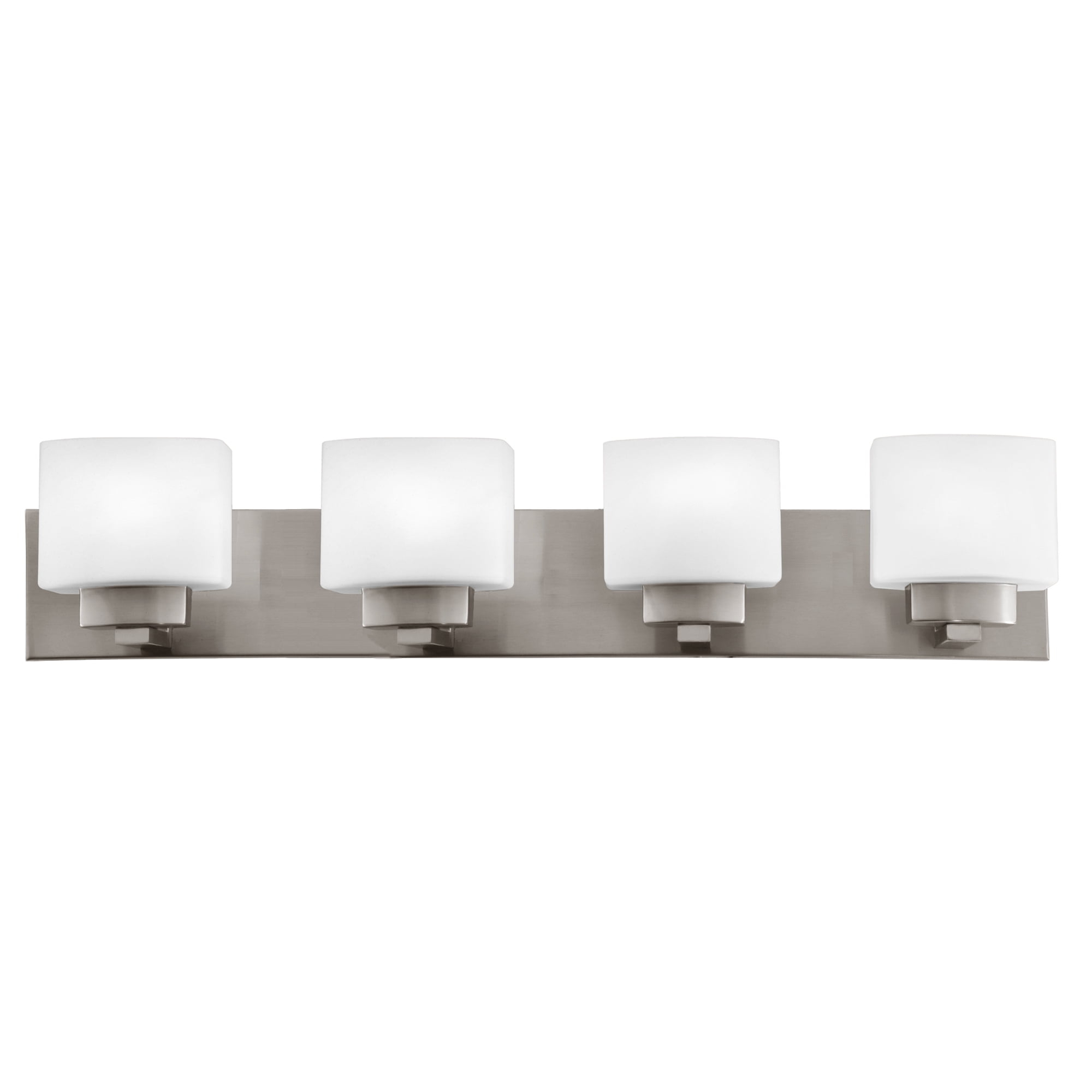 Design House Dove Creek 4-Light Dimmable Vanity Light with Frosted Glass Shades, Satin Nickel