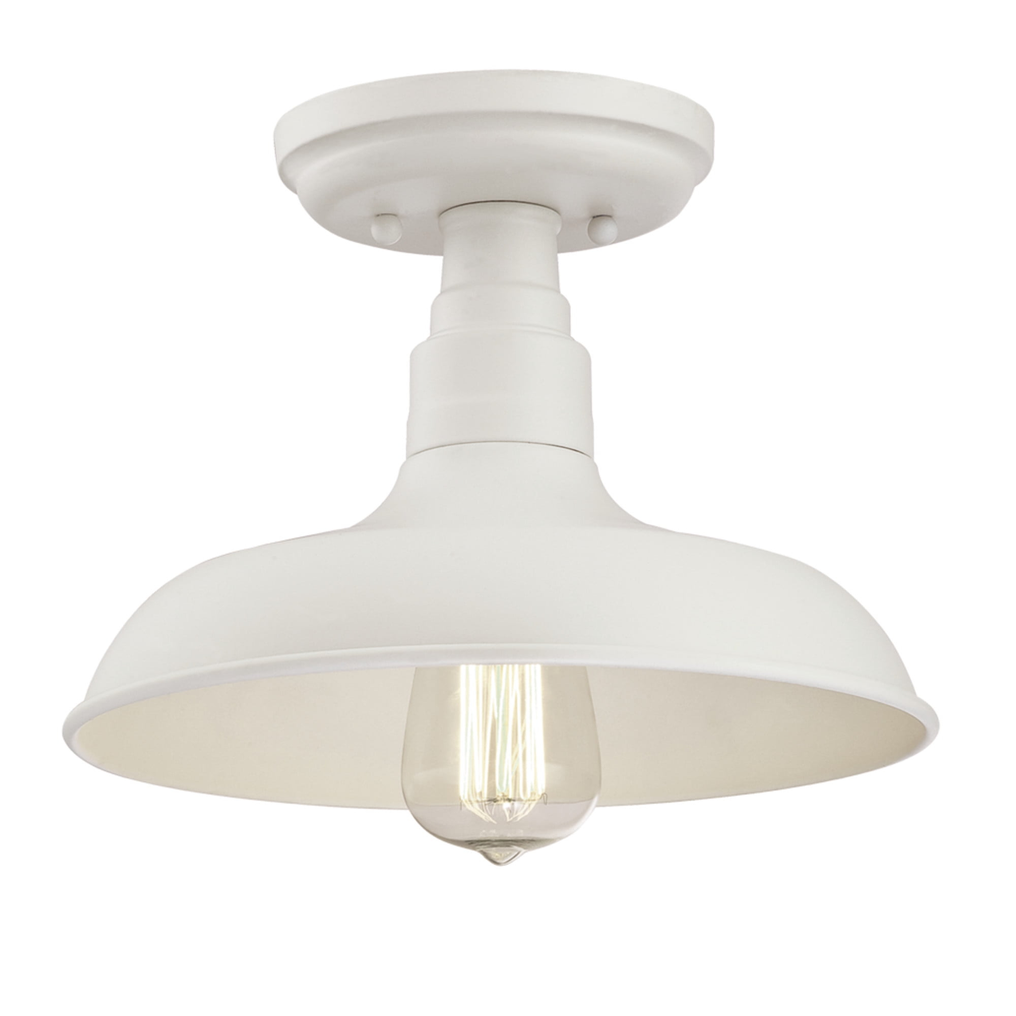 Design House Kimball 1-Light Indoor Semi-Flush Mount Ceiling Light w/ Metal Shade in Antique White
