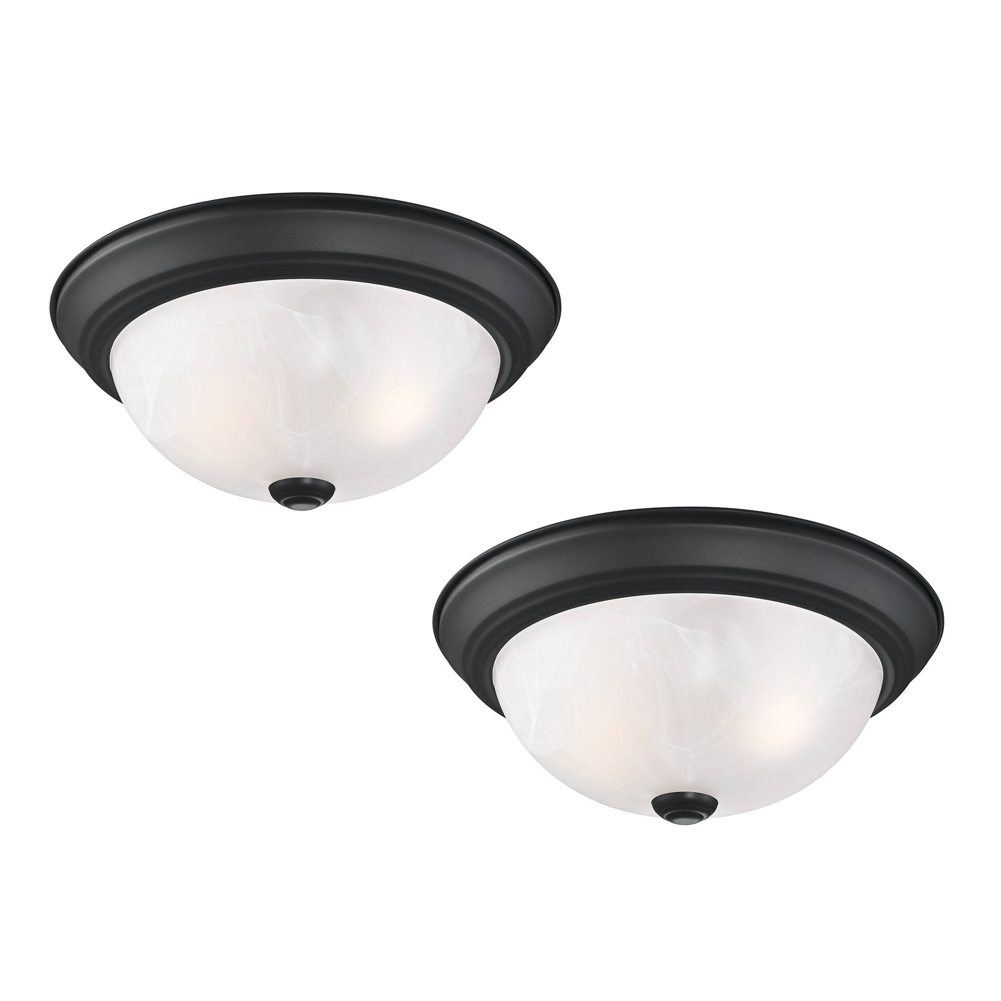 Design House 588251 Traditional 2 Pack 2-Light Indoor Dimmable Ceiling Light with Alabaster Glass for Bedroom Hallway Kitchen Dining Room, Matte Black