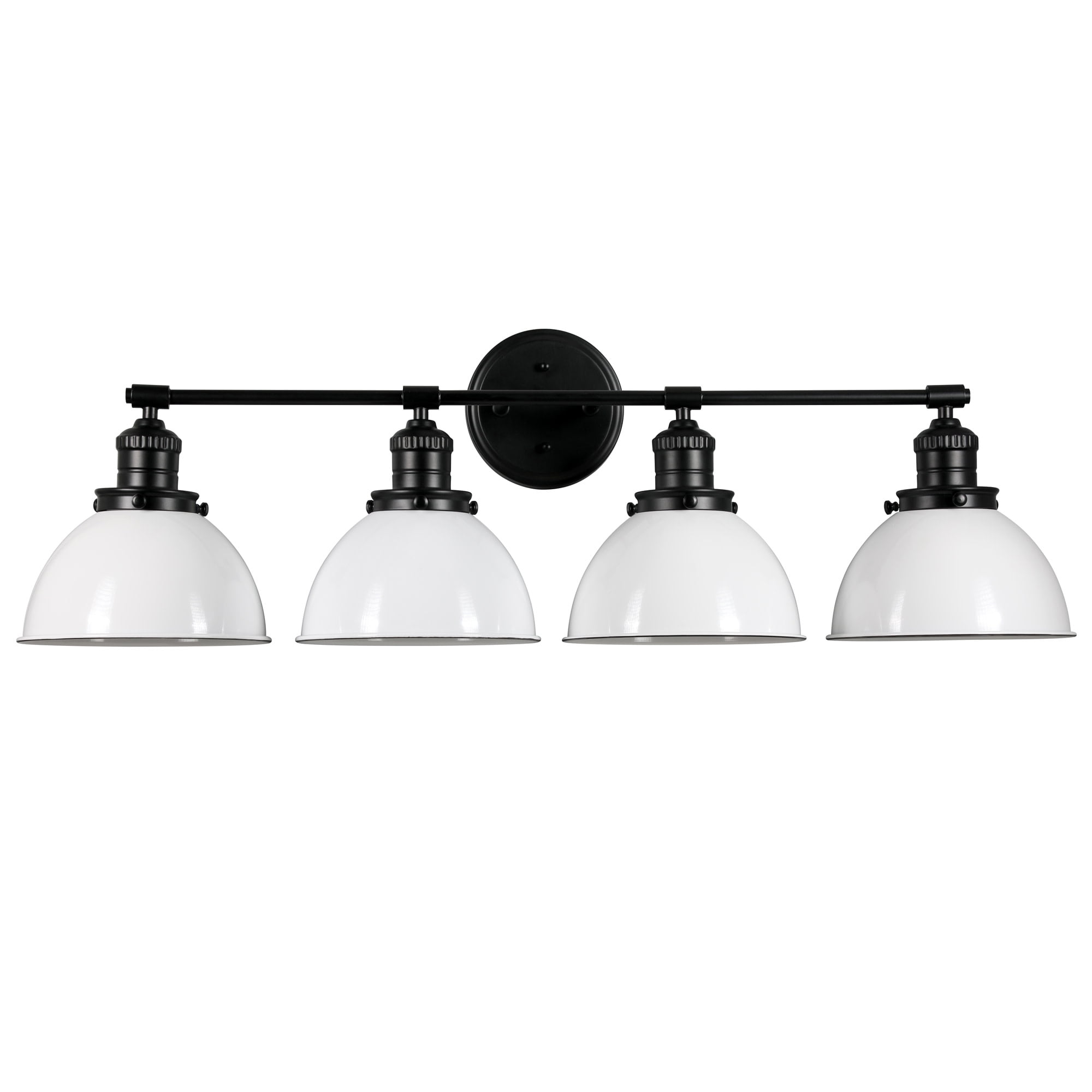 Design House 589051-BLK Savannah Farmhouse 4-Light Indoor Vanity Light Dimmable White Metal Shade, Matte Black