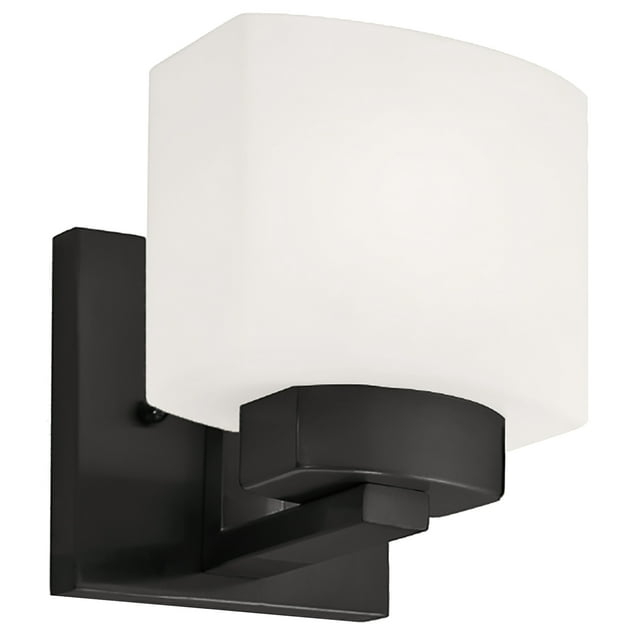 Design House Dove Creek Dimmable Wall Light Sconce with Frosted Glass, Matte Black
