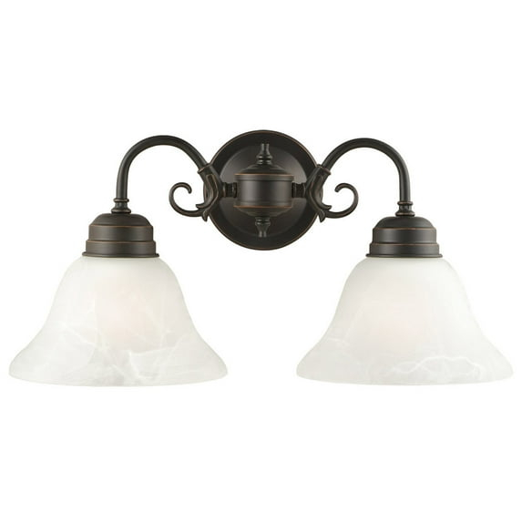 Design House Millbridge Tocador O Lámpara de Pared Regulable con 2 Luces con Pantallas de Vidrio Esmerilado, Bronce Aceitado